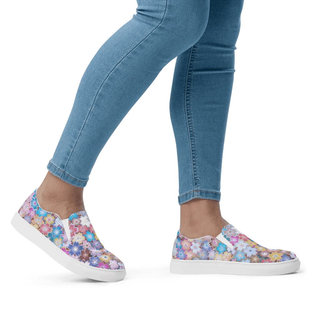 Kawaii Starry Blossom Symphony Canvas Slip-Ons product image (4)