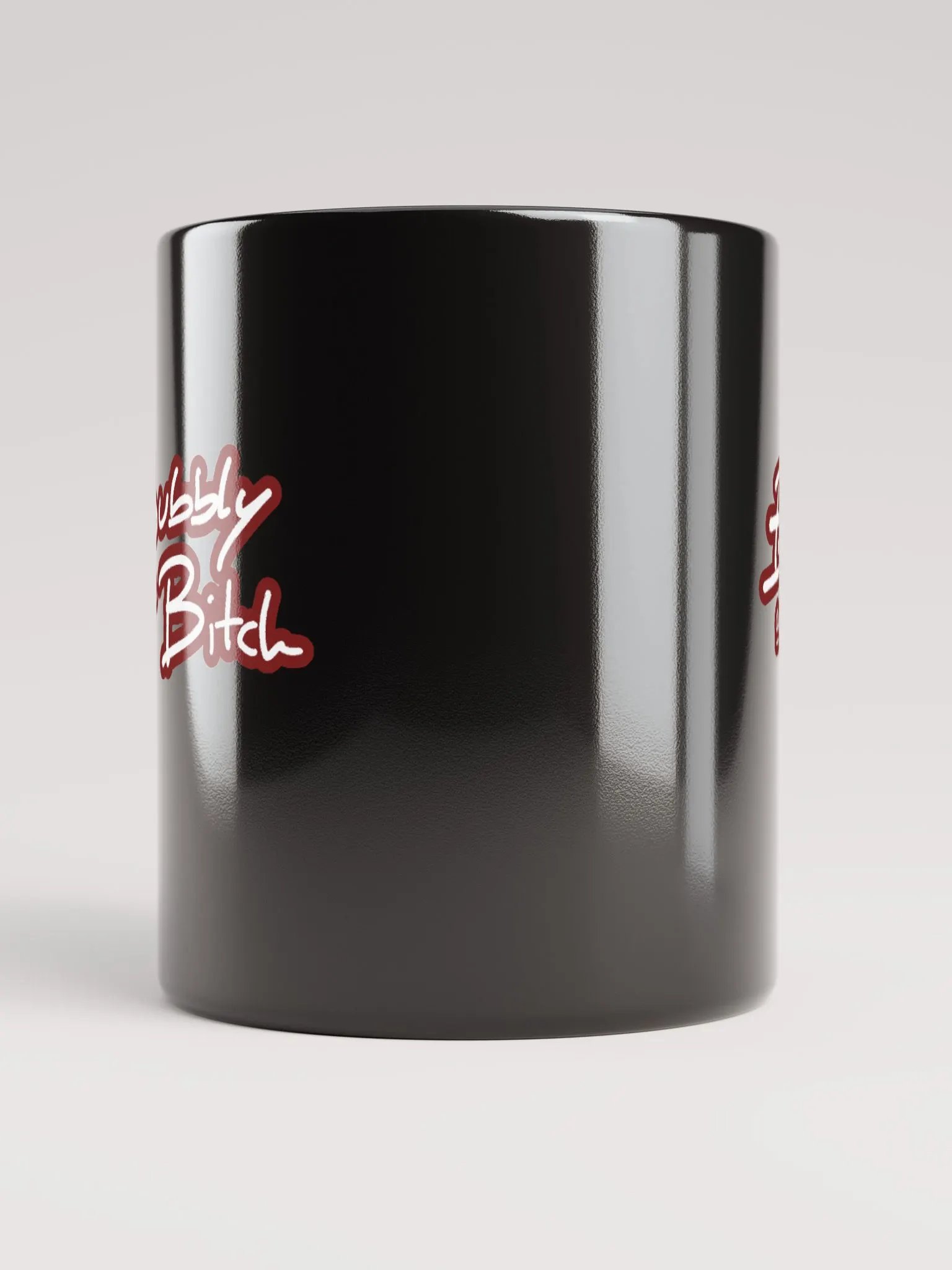 Bubbly and a B*tch (lined design, #6D1616) glossy black mug product image (2)
