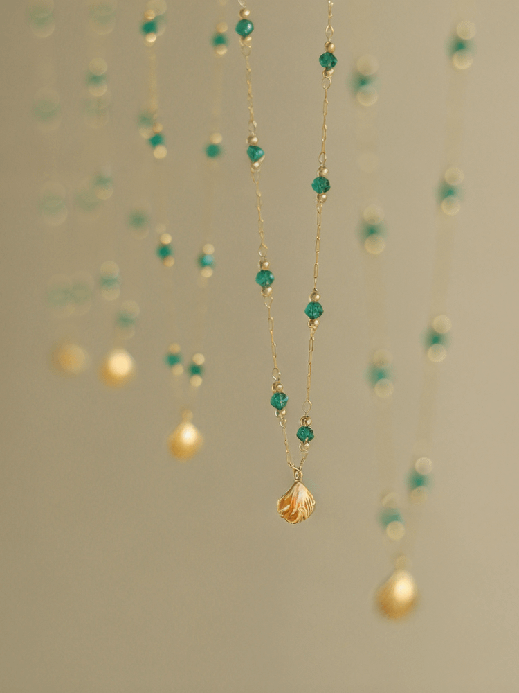 Green Beads Shell Necklace | 18K Gold Plated. product image (7)
