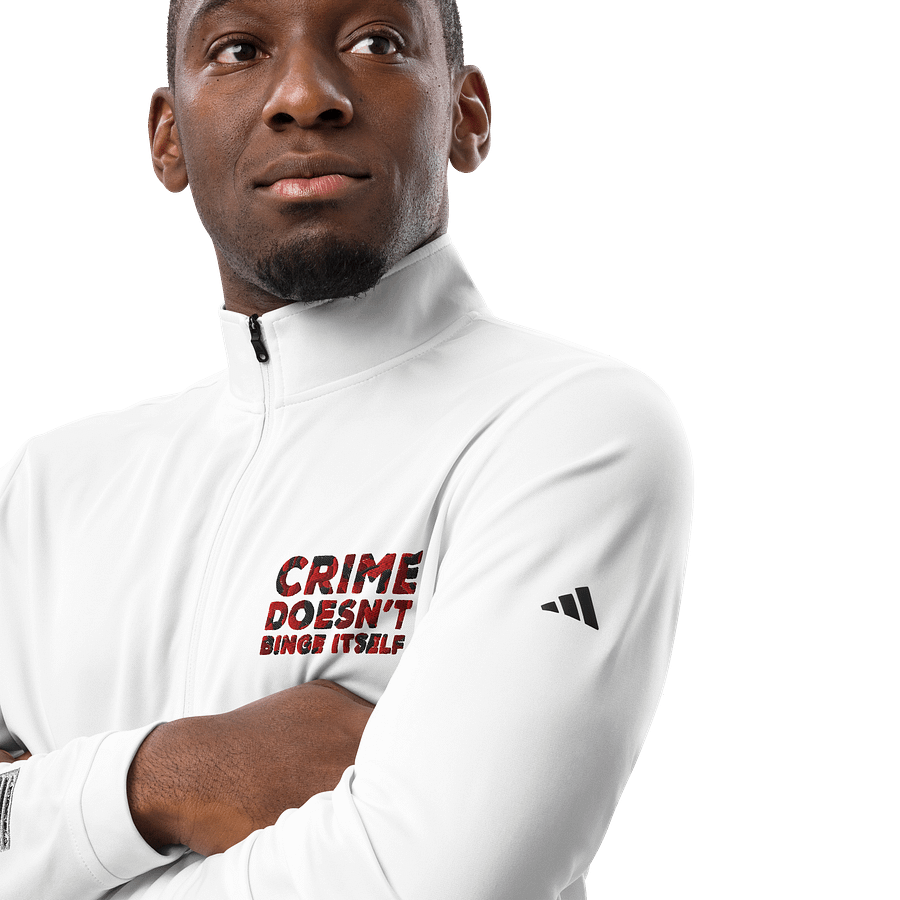 Nik The Hat | “Crime Doesn’t Binge Itself” Quarter‑Zip adidas® Lightweight Pullover product image (8)