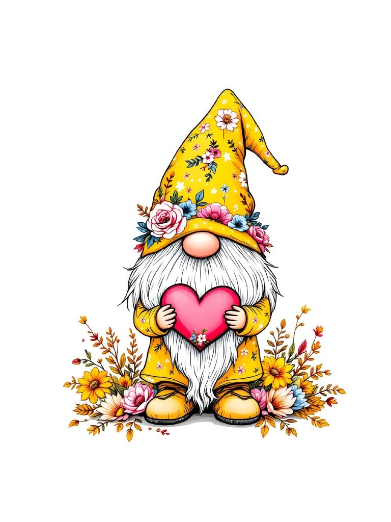 22 Floral Gnome with Heart Clipart Designs, Bloomcore Clipart Collection, Digital Art Supplies product image (3)