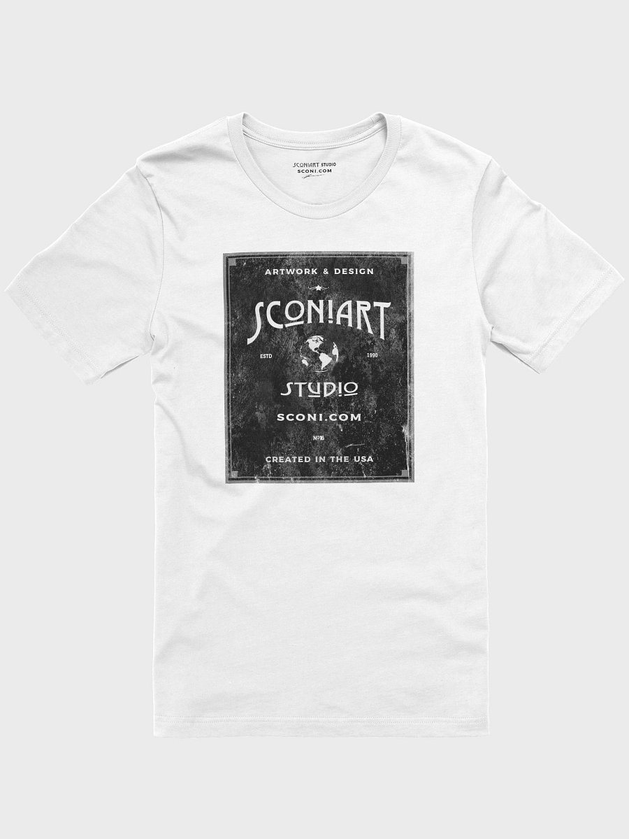 sconiArt logo design 06d white. - unisex T-Shirt. product image (1)