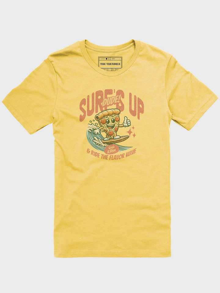 Catch a Wave and Enjoy a Slice - Fun Graphic Tee Promotes Surfing and Pizza Paradise product image (1)