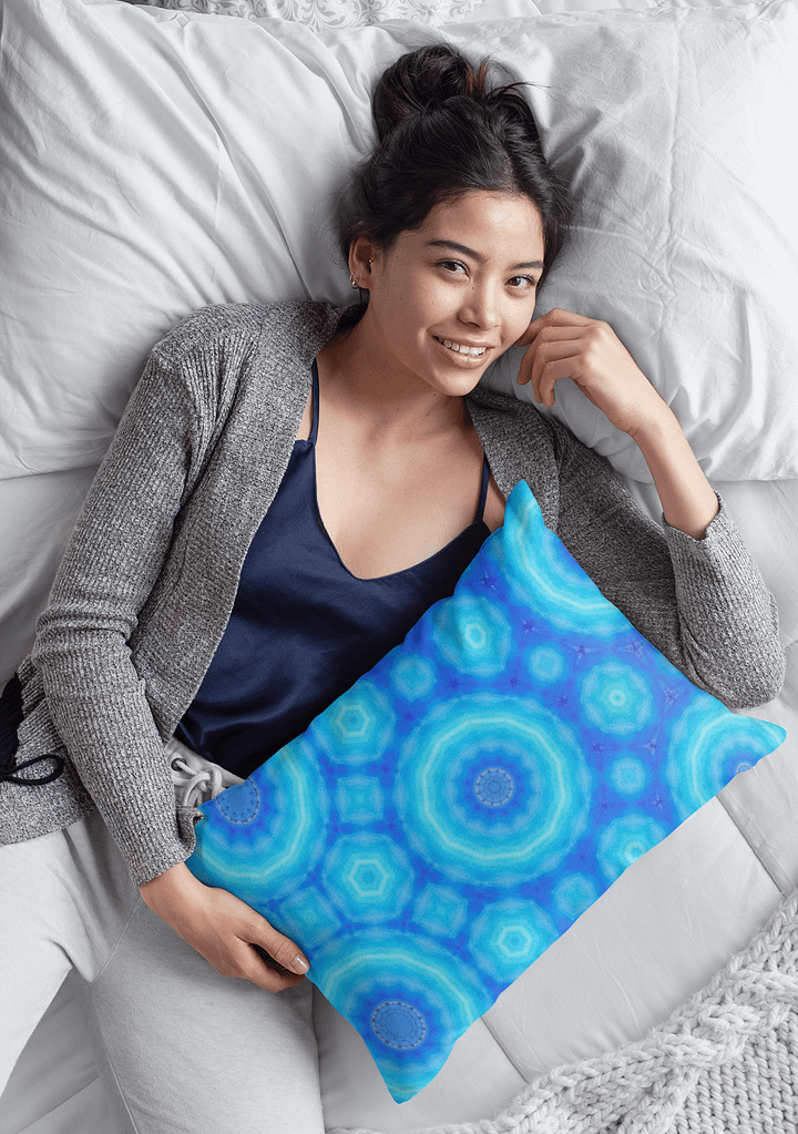 Abstract Circular Pattern in Blues Throw Pillow product image (1)