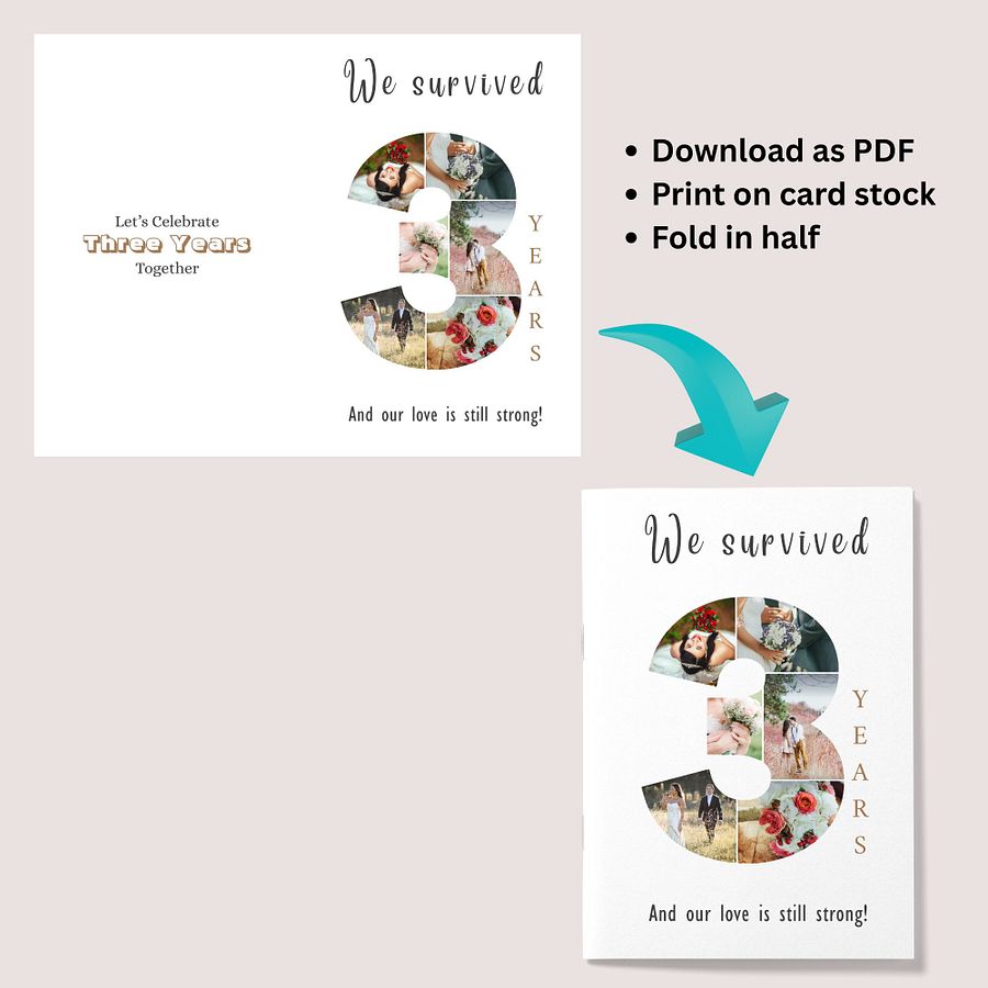 3 Year Anniversary Photo Card Editable Canva Template product image (8)