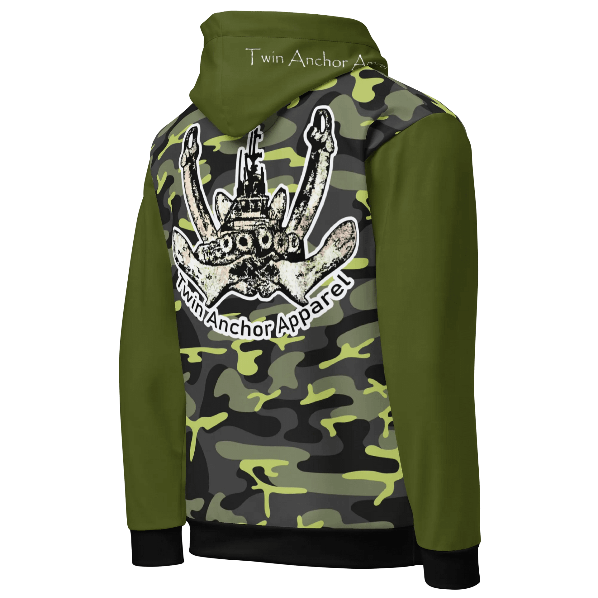 Green & Camouflage Twin Anchor Logo Hoodie product image (5)