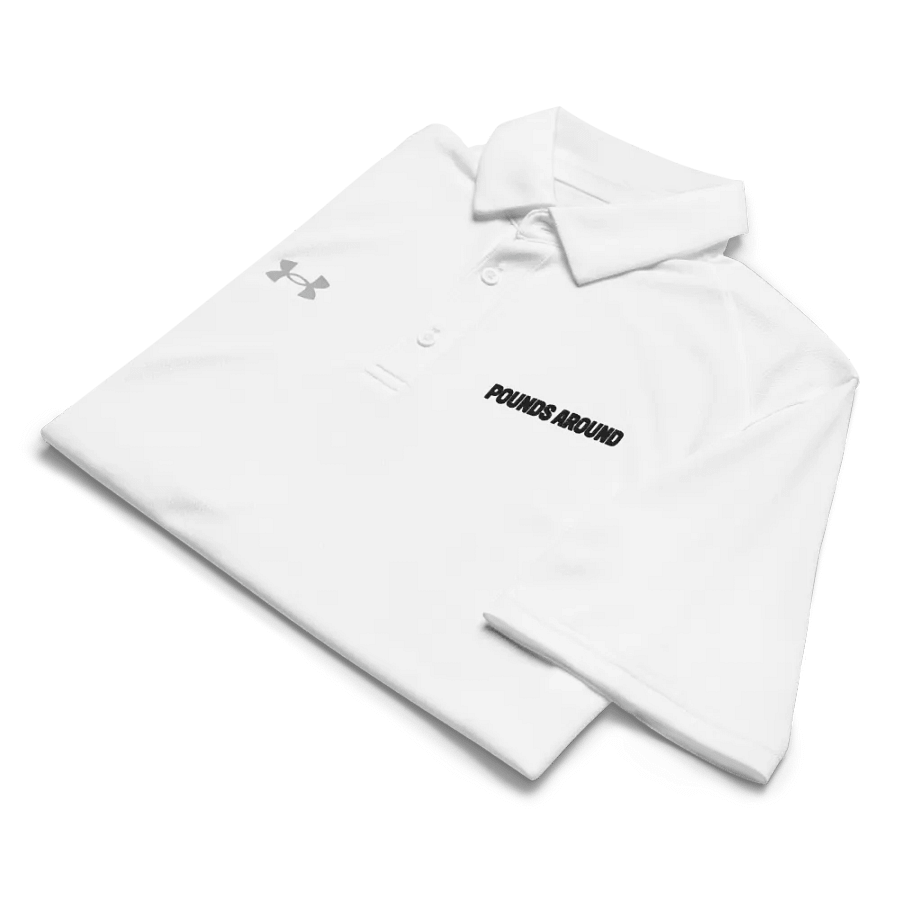 POUNDS AROUND WHITE AND BLACK UNDER ARMOUR POLO SHIRT product image (12)