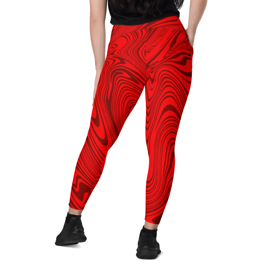 Leggings with Pockets - Abstract Red Swirls product image (12)