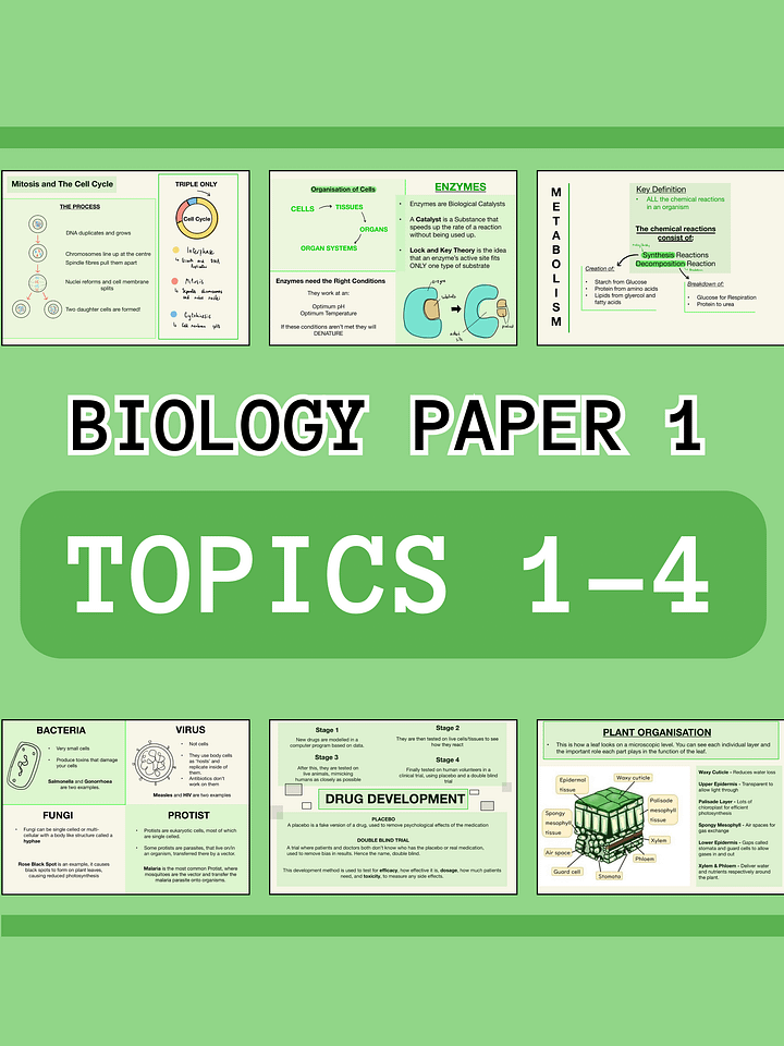 AQA GCSE Biology Paper 1 Revision Notes (35 Pages) | Revision Made Easy product image (1)