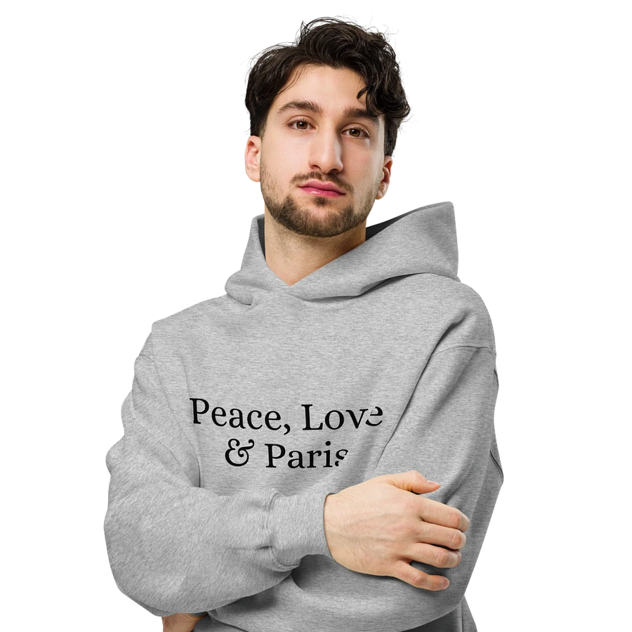 Peace, Love and Paris Unisex Oversized Hoodie | Black Ink product image (16)