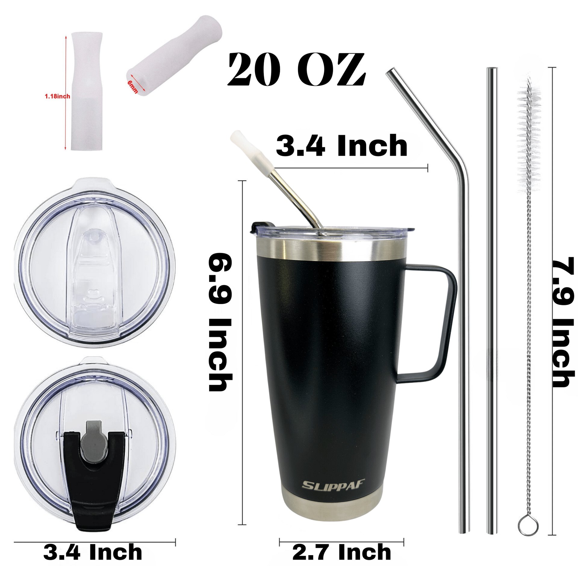 2 pack Tumbler 20 + 30 Oz With Handle, Lid and Straw product image (9)