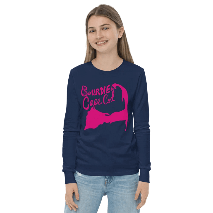 Girls' | BOURNE to Cape Cod™ | Youth Long Sleeve Tee | Coastal Cool for the Next Generation | Pink Logo product image (18)