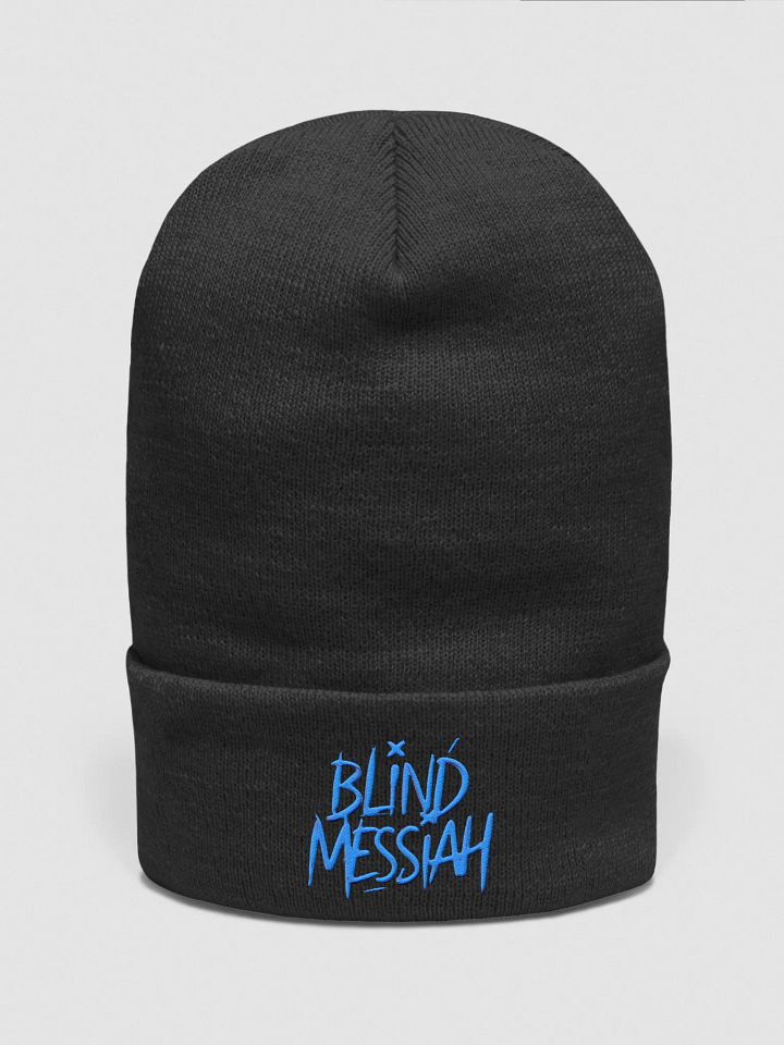 Scratched Blue Text Yupoong Beanie product image (1)