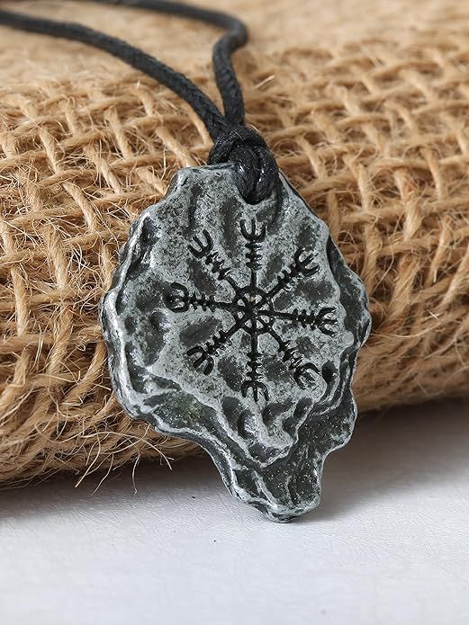 Aegishjalmur Stone Pendant | Norse Protection Amulet Necklace product image (3)