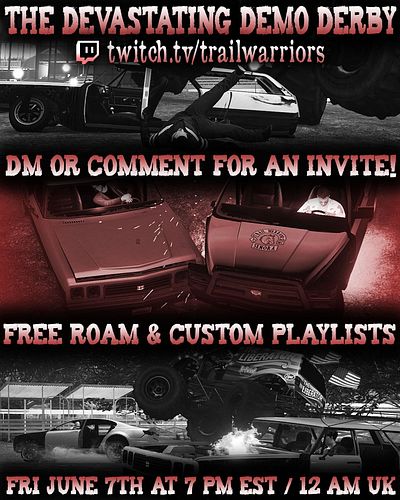 We’ve got a chaotic demo derby event coming up this Friday, June 7th at 7 PM EST / 12 AM UK.

The derby will include both fre...