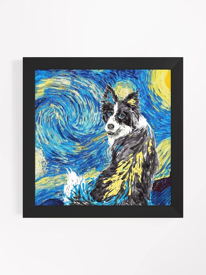 Border Collie Surrealism Starry Night Framed Wall Art product image (1)