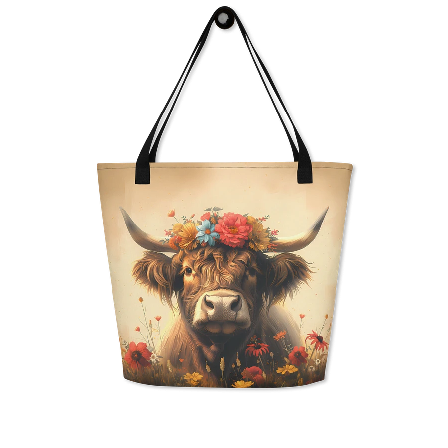 Tote Bag: Highland Cow Rustic Vintage Farm Animal Foral Style Design product image (7)