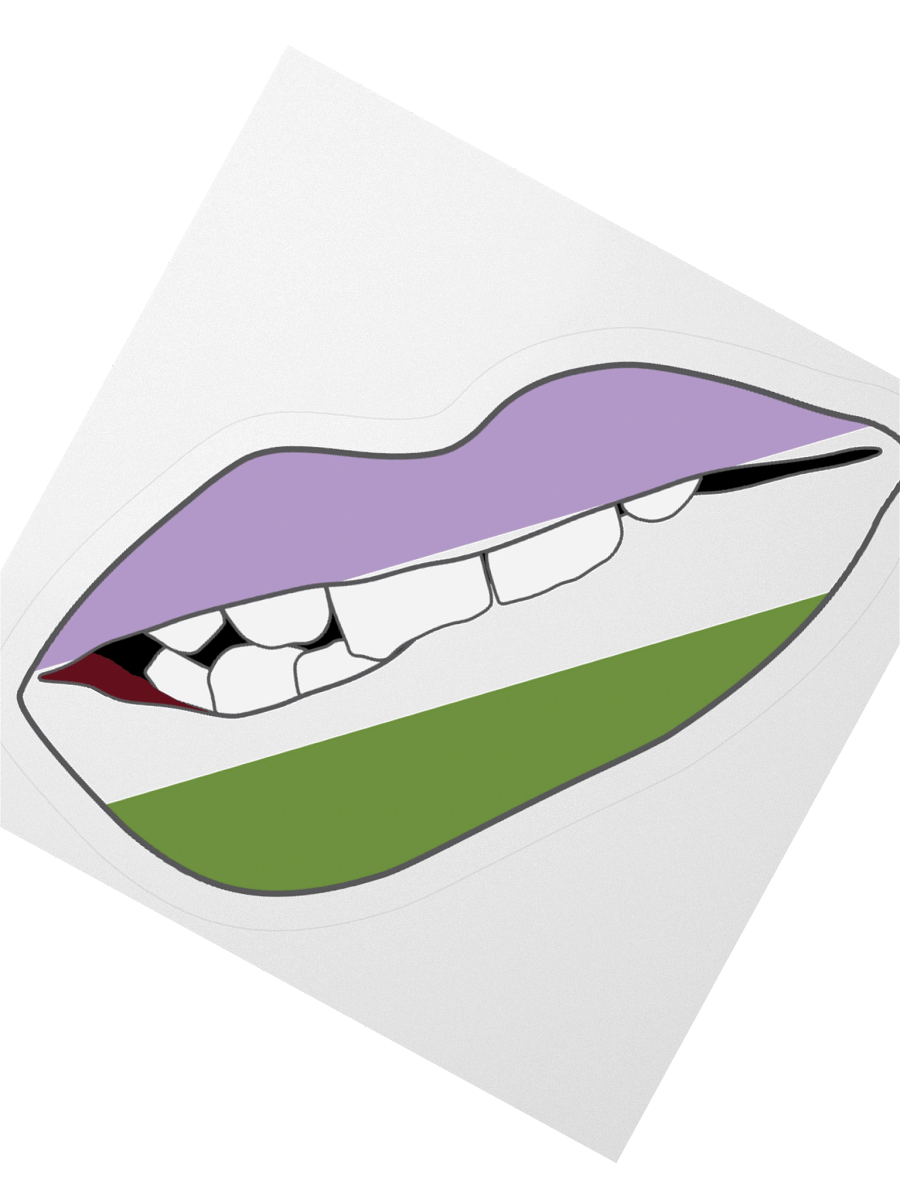 Genderqueer Pride Flag Biting Lips Sticker product image (6)