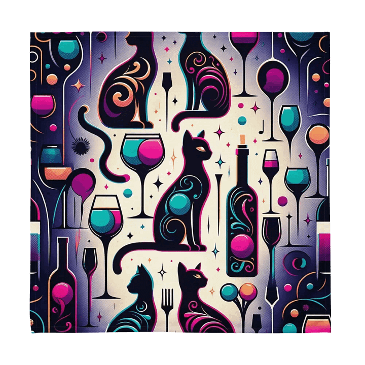Cloth Napkin Set (4): Cats and Wine product image (1)
