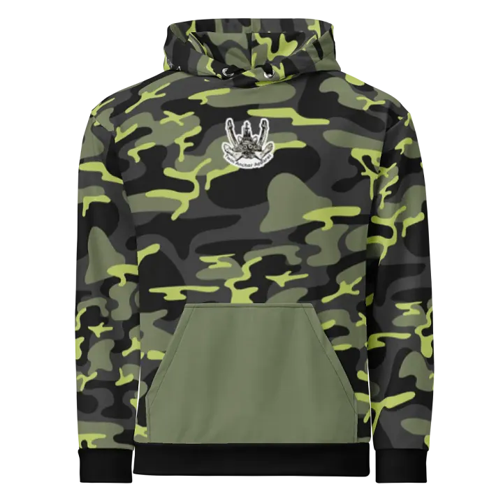 Green Camouflage Three blade prop Tug CE Hoodie product image (2)