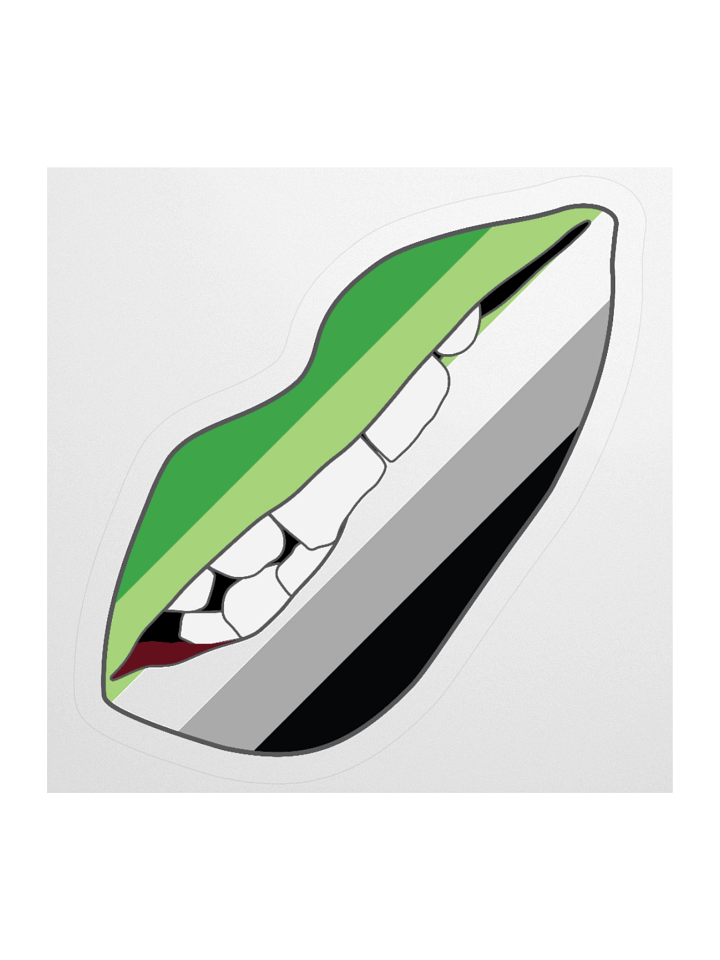 Aromantic Pride Flag Biting Lips Sticker product image (2)