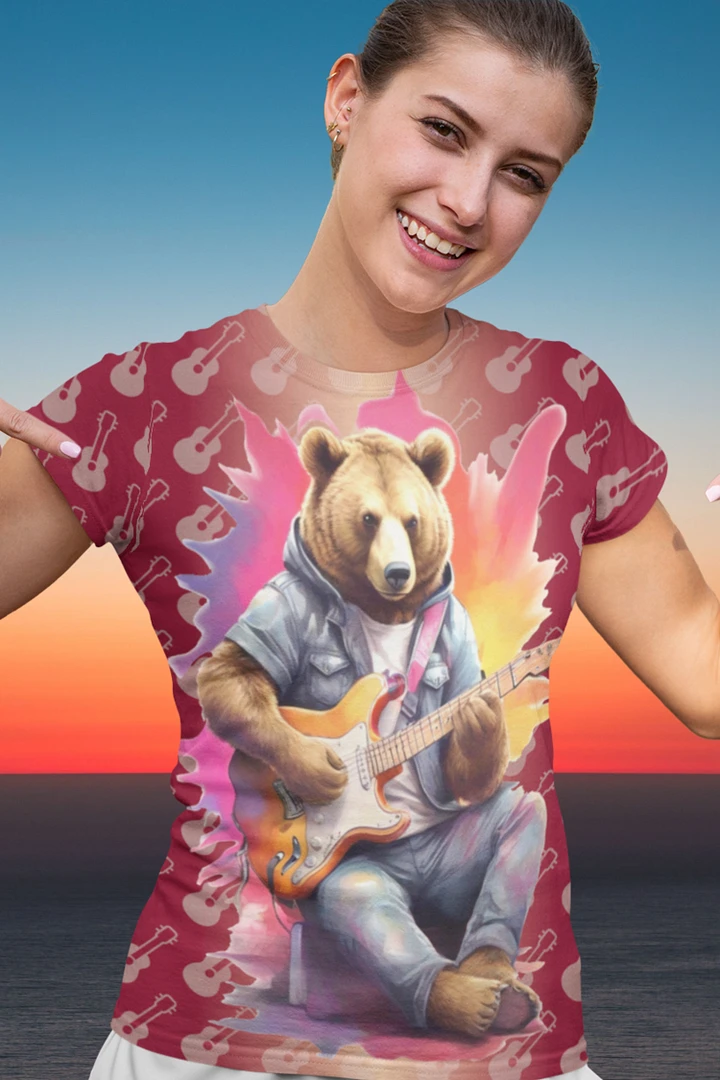 Cool Bear Playing Guitar All Over Print T-shirt product image (1)