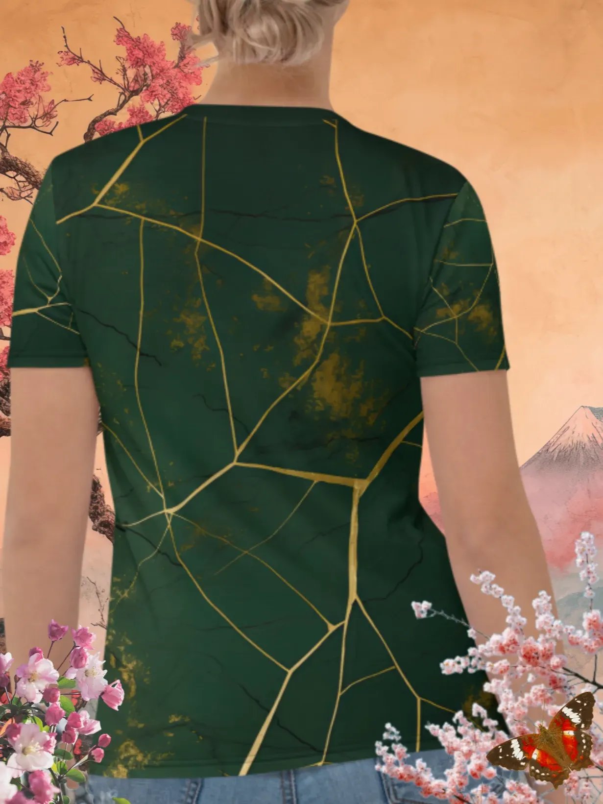 Green & Gold Kintsugi Print T-Shirt product image (4)