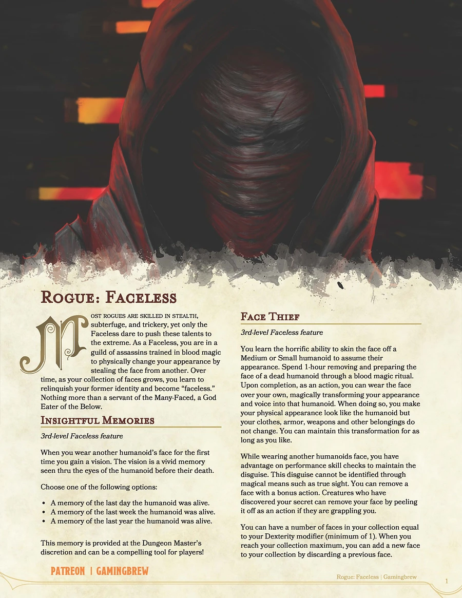 The Faceless | 5E Rogue Subclass product image (2)