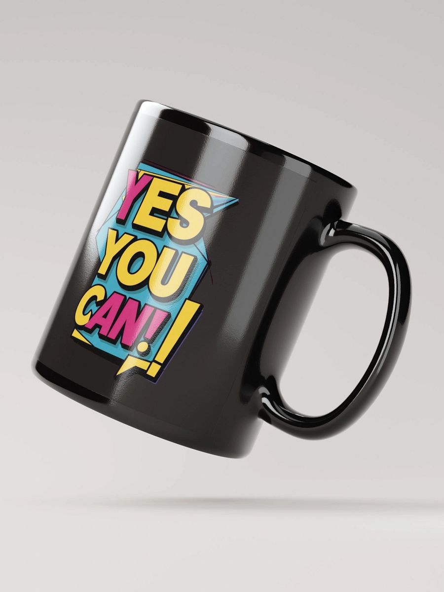 Yes You Can Black Glossy Mug product image (4)