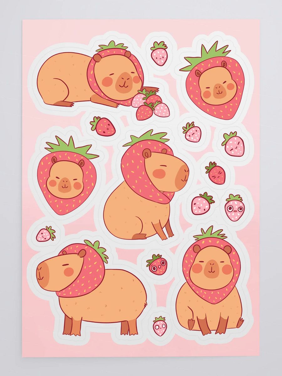 Delightful Capybara & Strawberry Sticker Sheet product image (4)