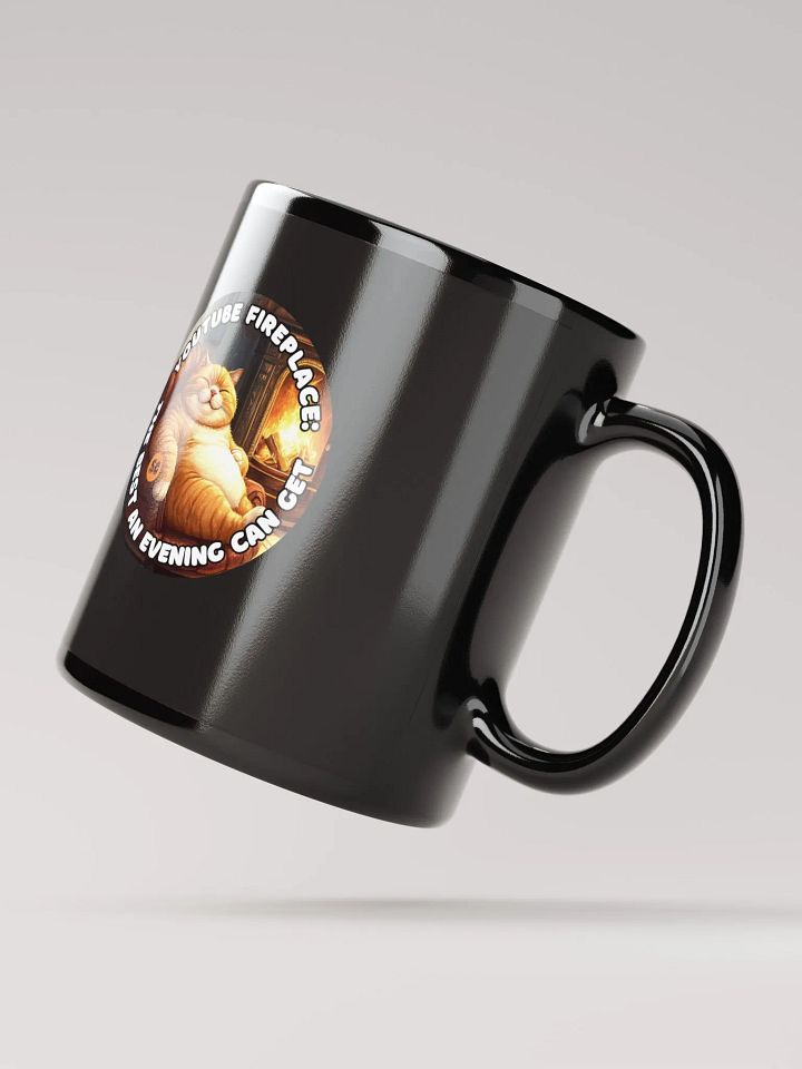 Cozy Cat - YouTube Fireplace: The Best an Evening Can Get | Black Glossy Mug product image (3)