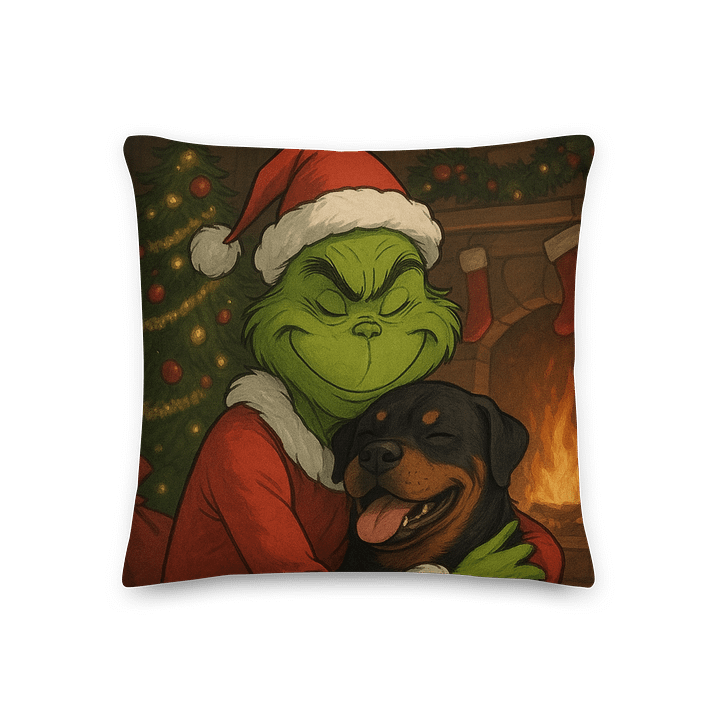 Grinch & Rottweiler Christmas Premium Pillow product image (1)