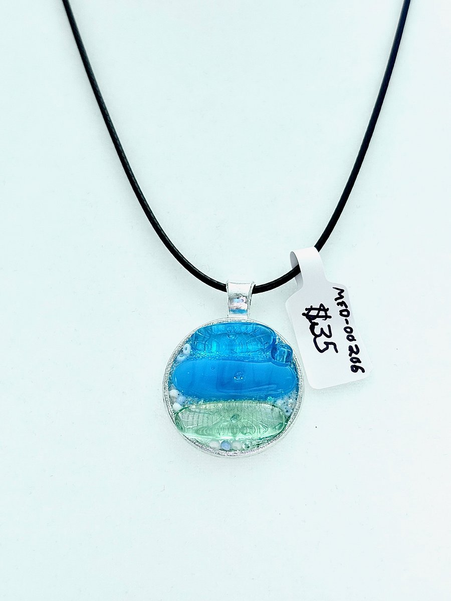 Coastal Calm Horizon Pendant Necklace | Handmade Glass Art Jewelry | Monique Faella Designs™ | MFD-00206 product image (8)
