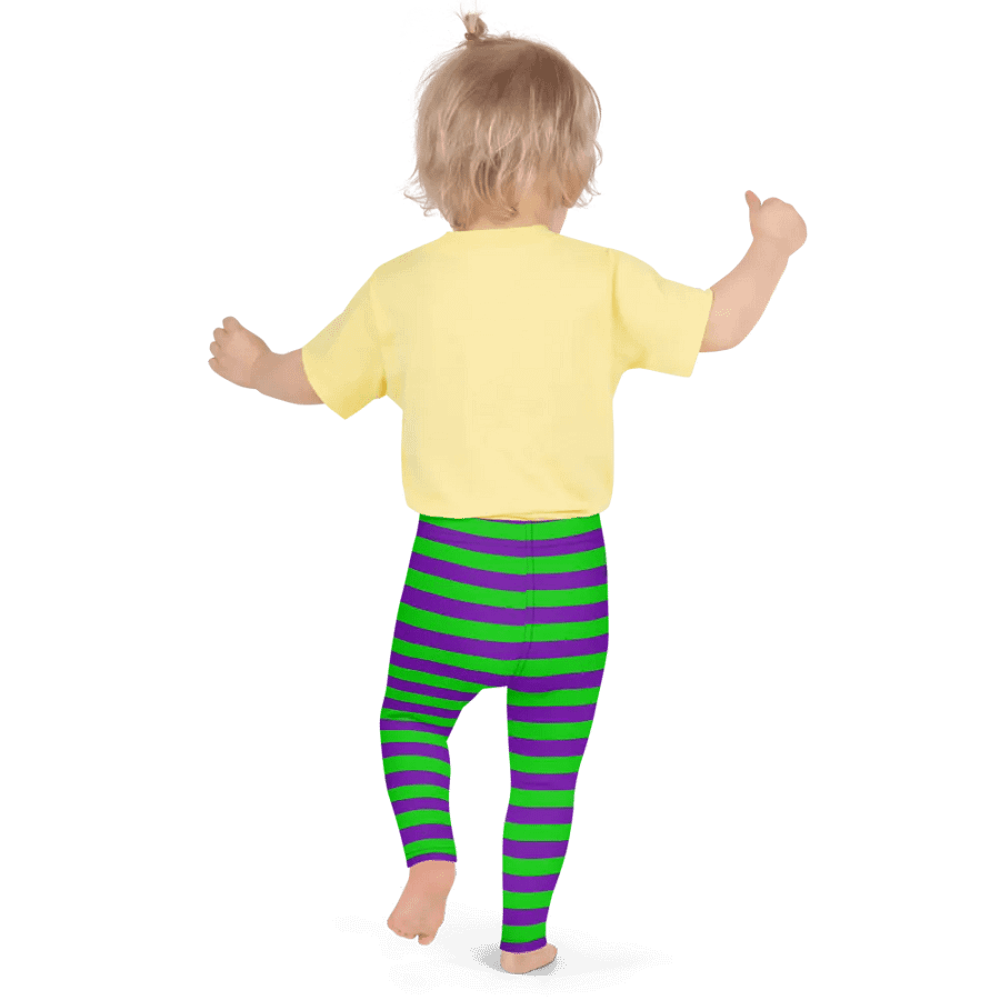 Striped Purple and Green Kids Leggings product image (3)