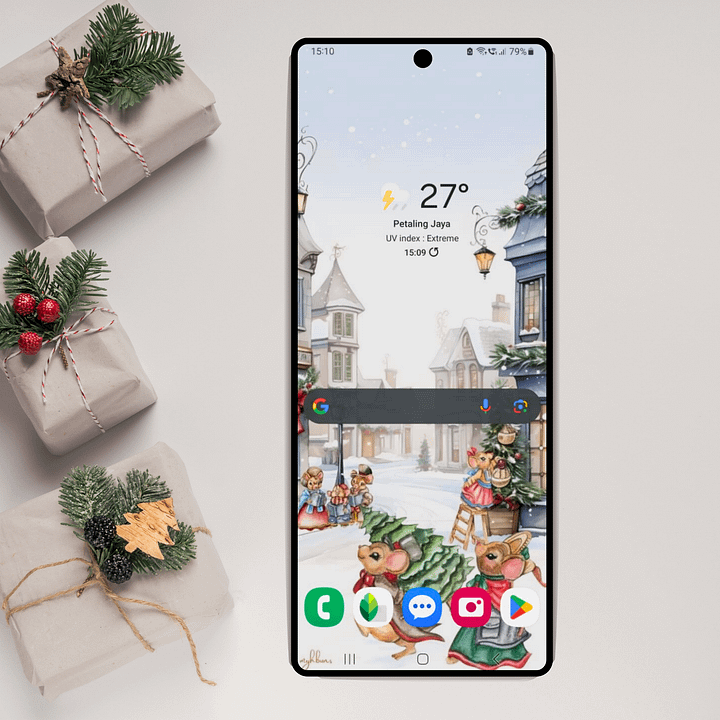 Prelude to Christmas Smartphone Digital Wallpaper | Festive Holiday Phone Background | Instant Download product image (1)