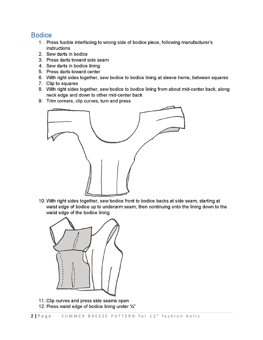 Summer Breeze sewing pattern for 12" fashion dolls product image (3)