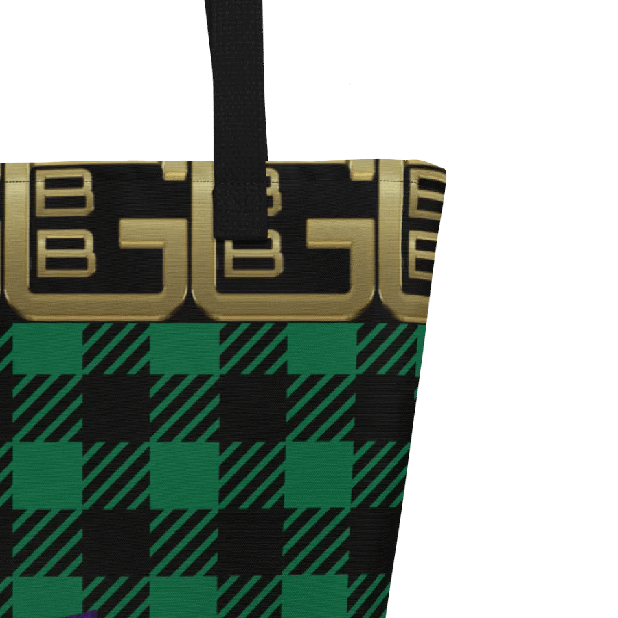 Green Plaid Geometric with Diamonds BBG Tote Bag with Pocket product image (3)