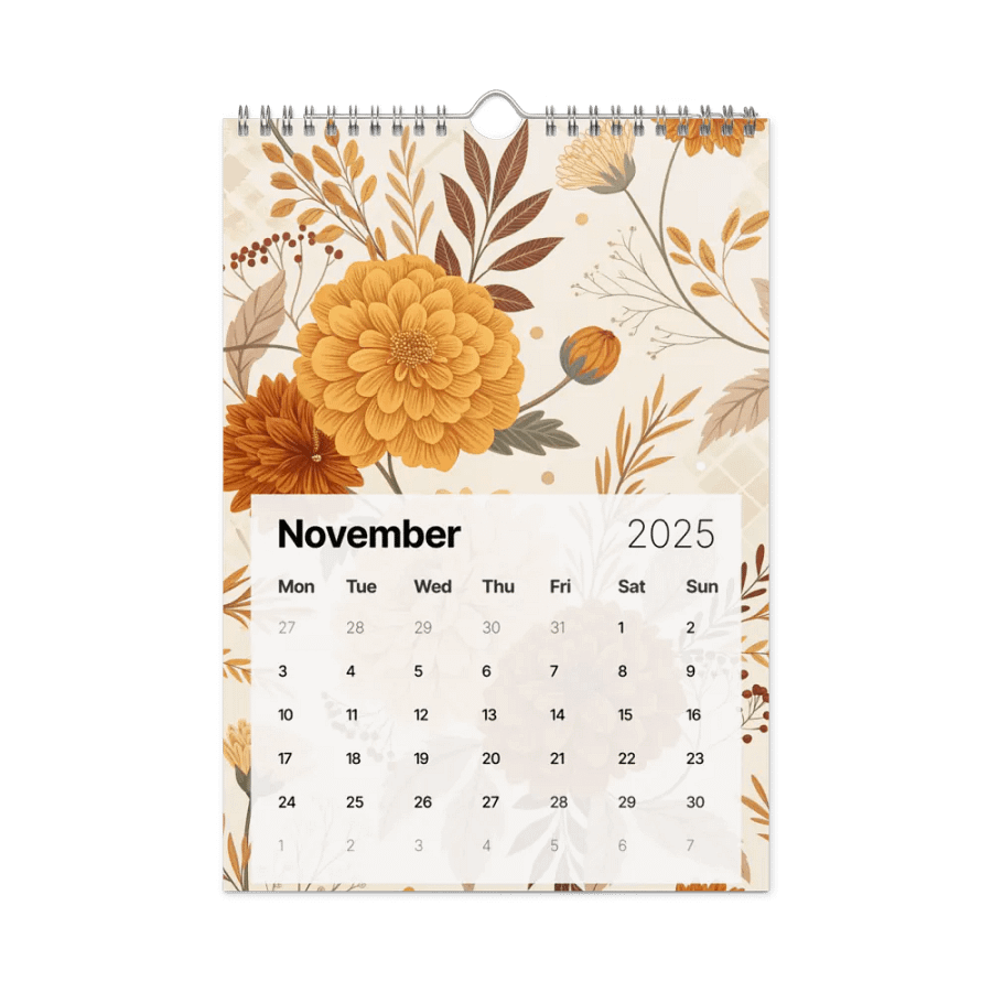 SEAMLESS FLORAL PATTERN WALL CALENDAR 2025 product image (11)