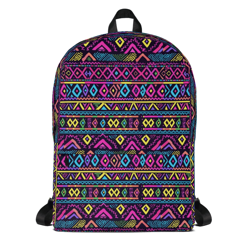 Neon Tribal Geometry Adventure Backpack product image (1)