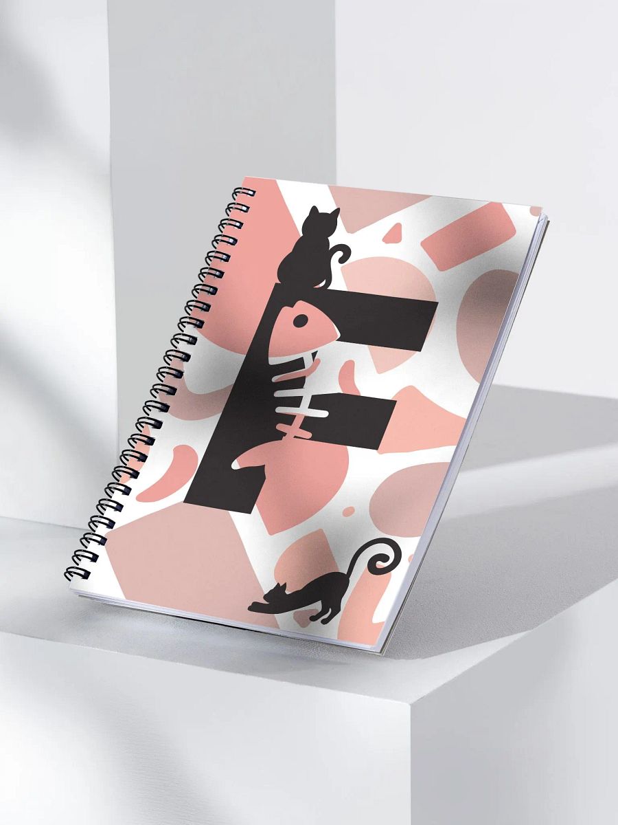 Monogram Letter F Cat Lover Geometric Pinks Notebook product image (3)