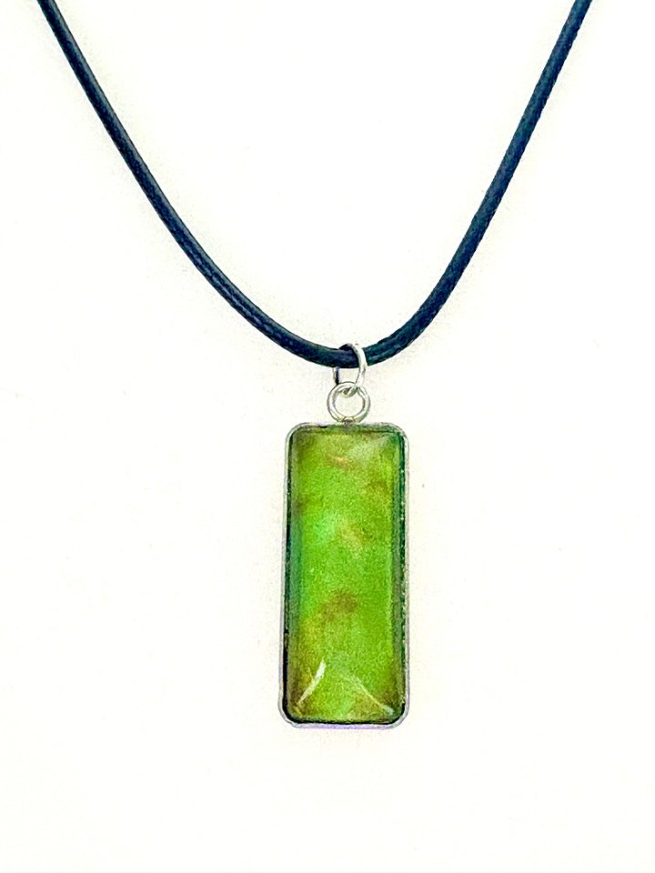 Electric Tide Pendant Necklace | Lime Green | Rectangle Cabochon | Monique Faella Designs™ | MFD-00152 product image (1)
