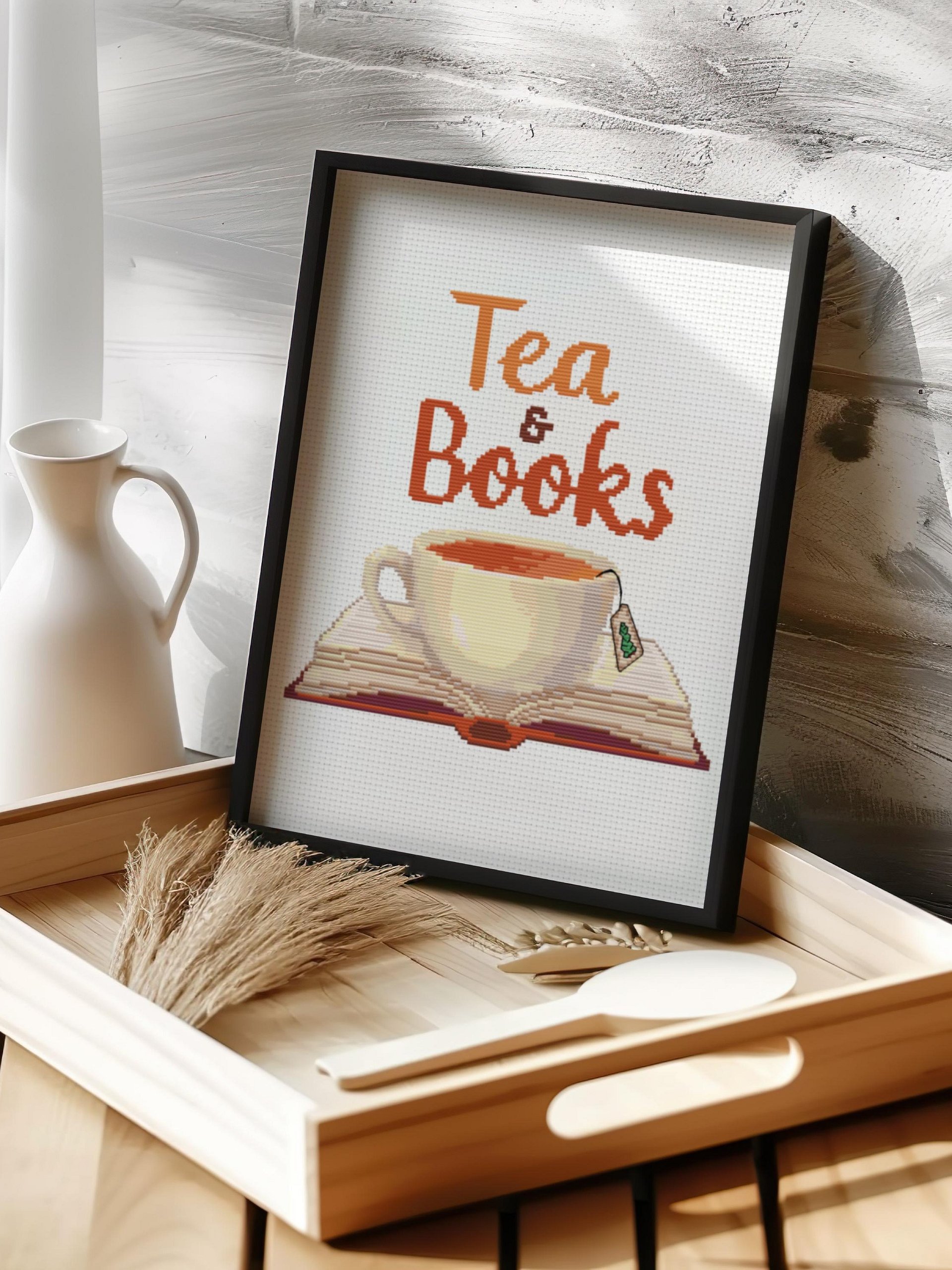 Tea and Books Cross Stitch Pattern product image (6)