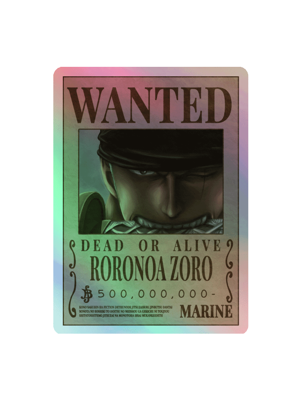 Roronoa Zoro Wanted Poster Holographic Sticker Sheet product image (4)
