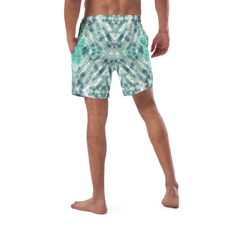 Shades Of Green Geometric Pattern Mens Swim Shorts product image (2)