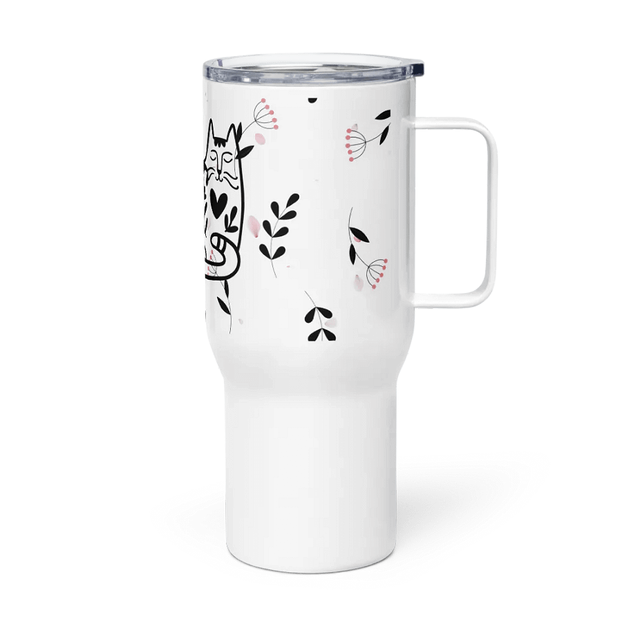 Whimsical Folk Art Cat Love Travel Mug|Housewarming Birthday Gifts Cute Mug product image (3)