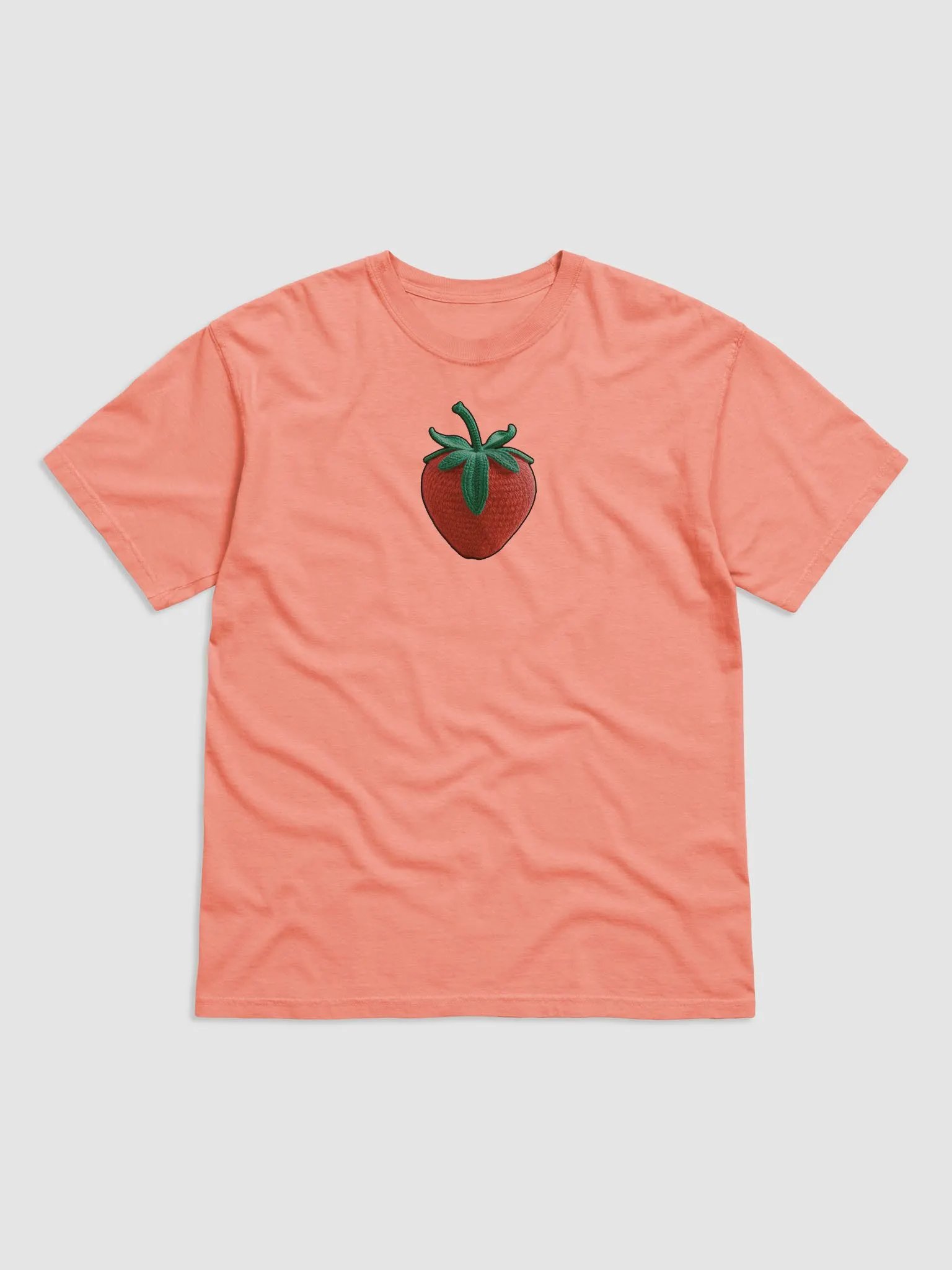 Beautiful Watermelon Garment-Dyed Heavyweight T-Shirt with a crochet Strawberry in the front product image (5)