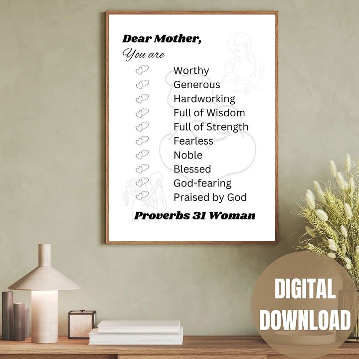 Dear Mother Printable Wall Art. product image (1)