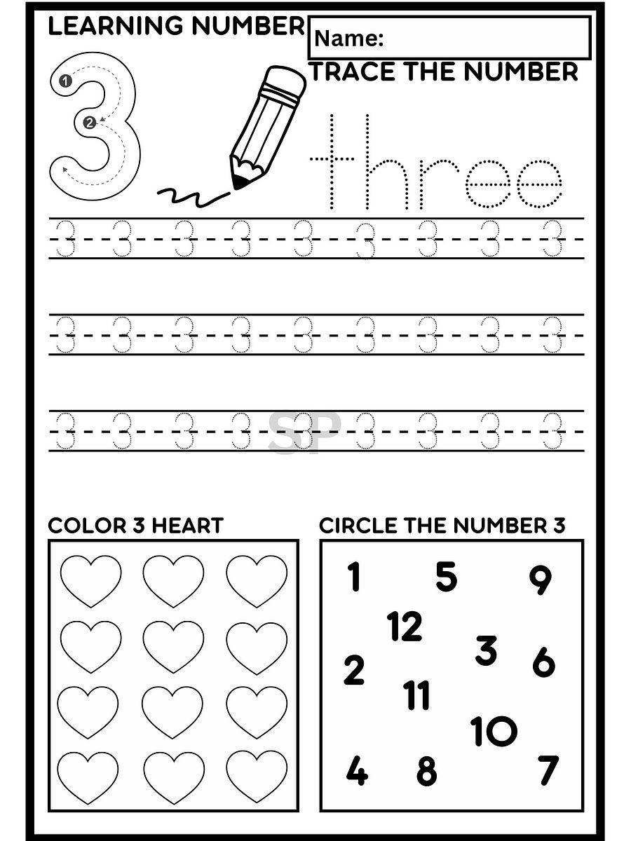number tracing worksheets for kindergarten PRINTABL product image (4)