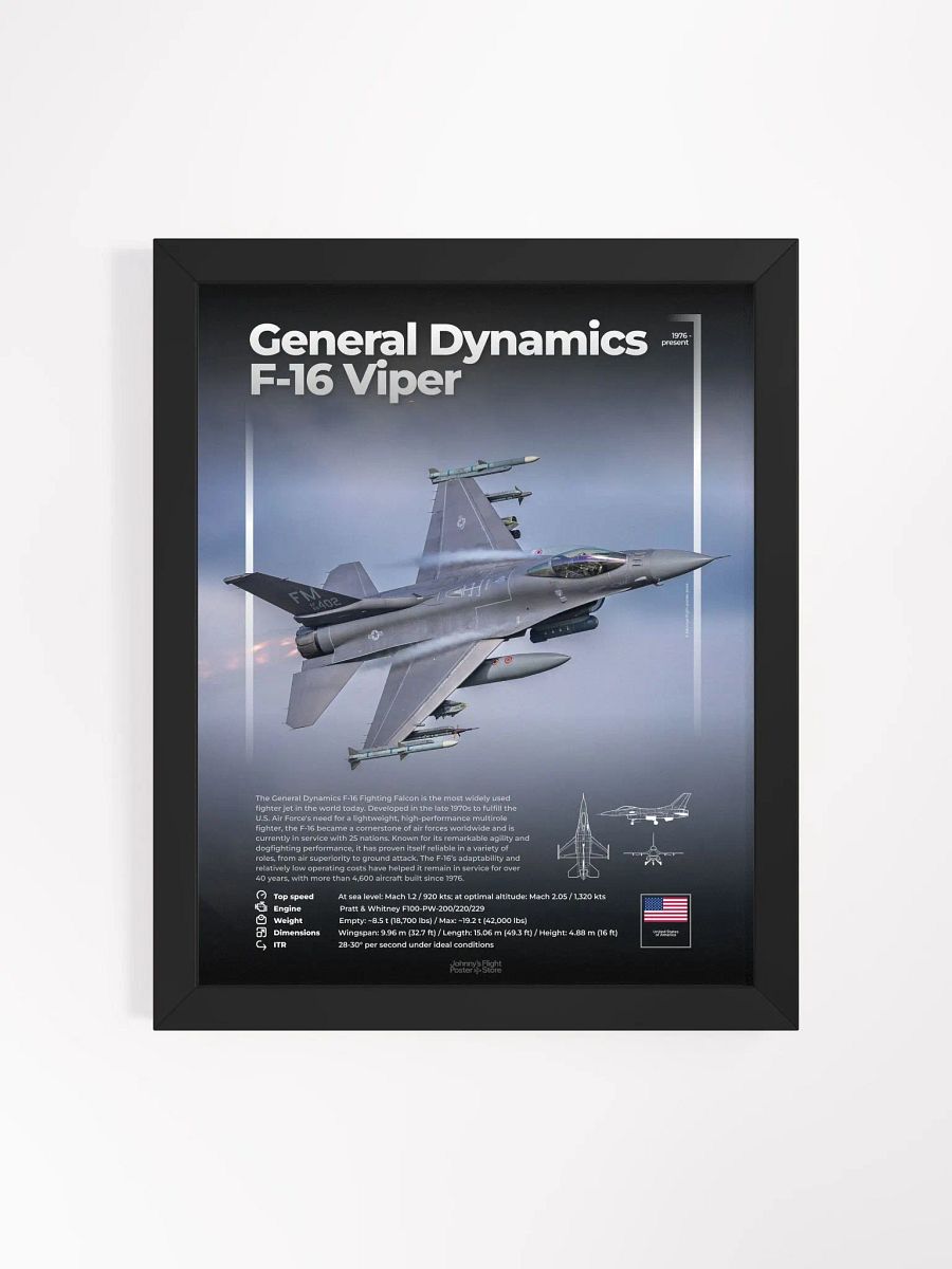 General Dynamics (Lockheed Martin) F-16 Viper / Fighting Falcon Aviation Spec Poster product image (2)