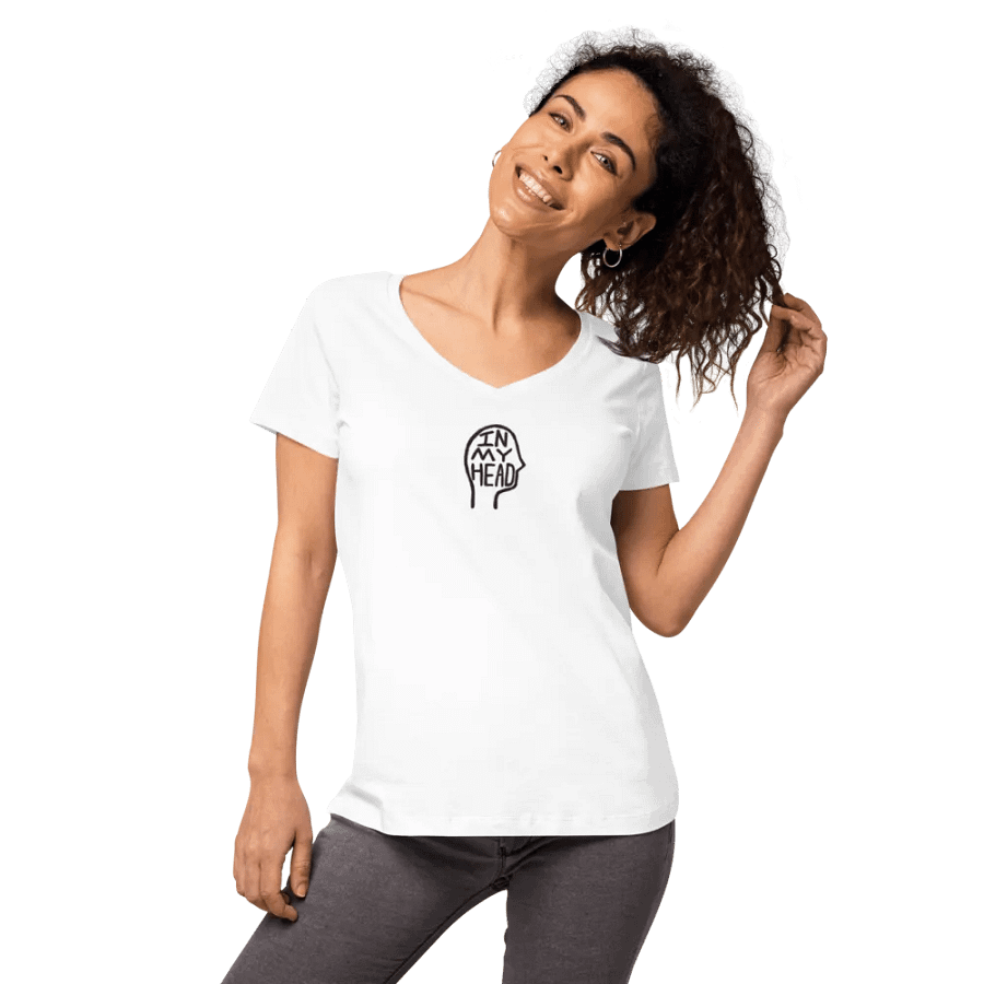 In My Head embroidered women's fitted v-neck tee product image (3)